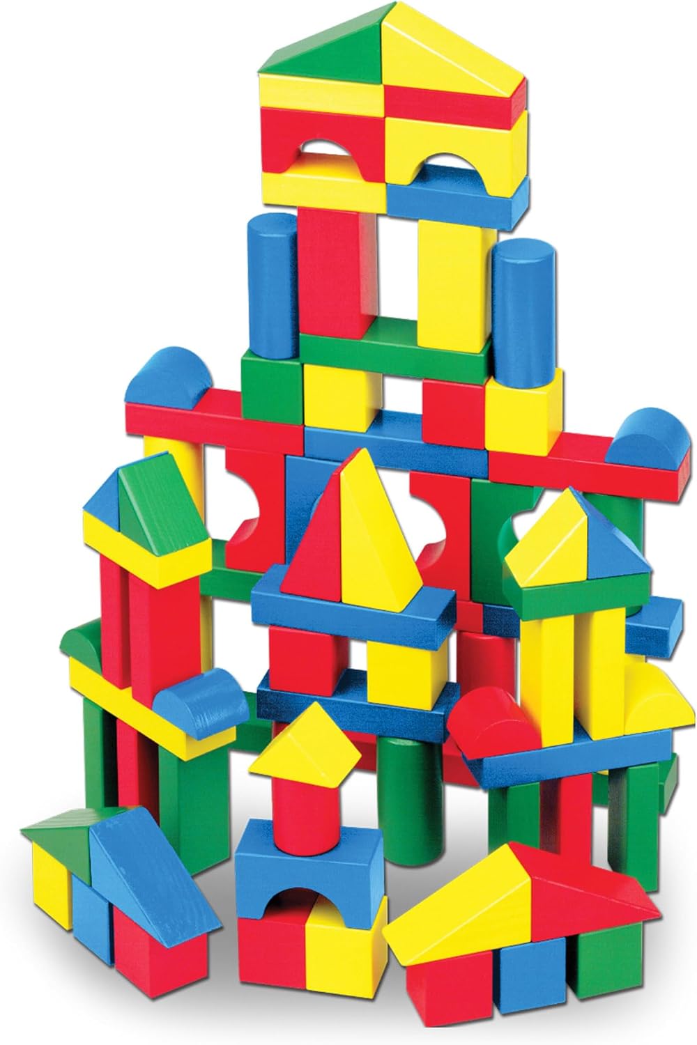 Melissa & Doug Wooden Building Blocks, 100-Piece Set of Sorting & Stacking Toys in 4 Colors and 9 Shapes, Classic Toddler Toys for Girls & Boys Ages 2+ - FSC Certified Quick Pick Grocers